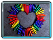 Love Heart With Rainbow Crayons