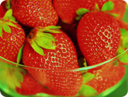 Fresh Red Strawberries on Green